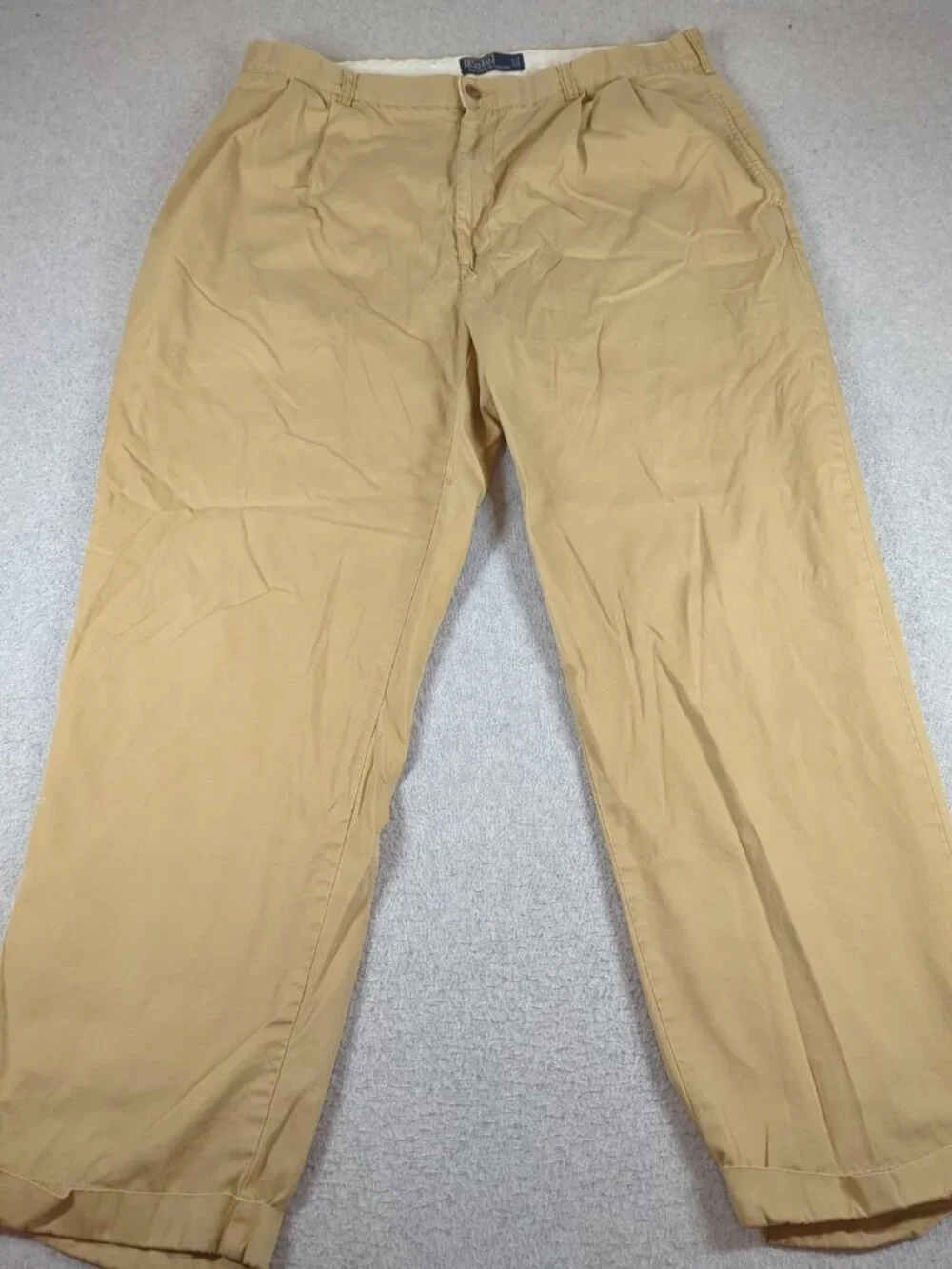Polo Ralph Lauren Pants Mens 38x32 (Actual 37x30) Tan Pleated Front Cuffed Chino